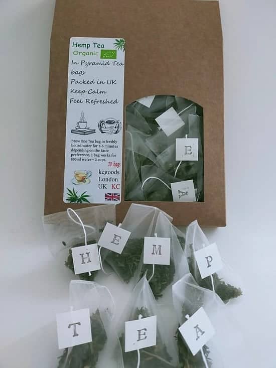 Organic hemp tea in pyramid bags