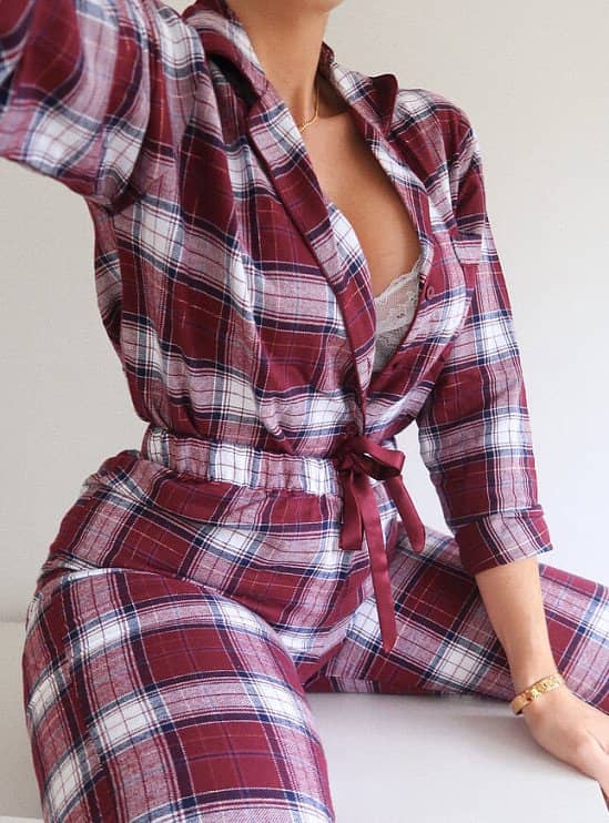 50% OFF - Burgundy check pyjamas in a bag - Burgundy!