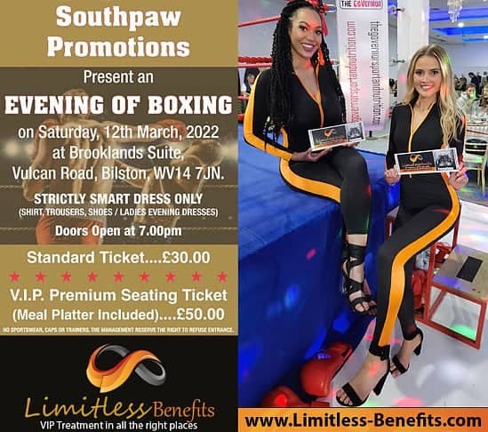 Win 2 free tickets to SouthPaws's Evening of Boxing with Limitless Benefits Ring Girls Wolverhampton