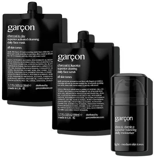 Garçon Mens Skincare Set 3 - Face Mask, Scrub & Moisturise