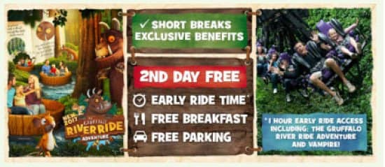 Enjoy a fully themed Gruffalo Chessington Holiday from just  £149 per family!