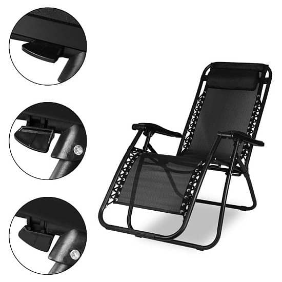 2pk Folding Recliner Sun Loungers | Reclining Gravity Chairs