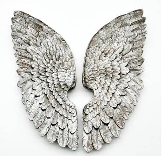 Extra Large Wall Hanging Silver Angel Wings – 70cm