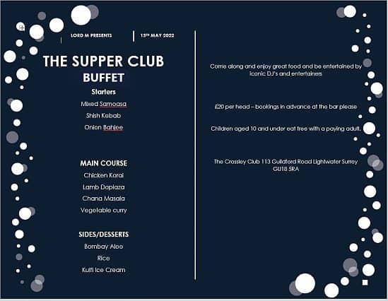 The Buffet Supper Club at The Crossley Club Lightwater