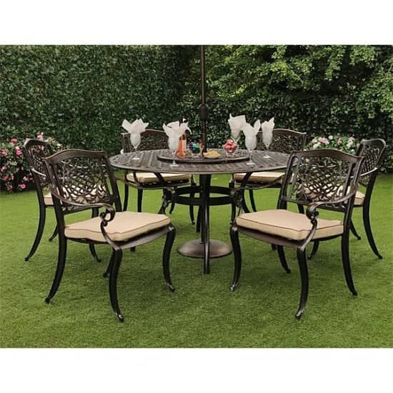 The Harewood Cast Aluminium 6 seat table & chairs