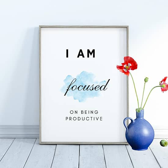 Motivational Wall Art Prints 'i am focused on being productive'' Home Prints Posters Inspirational