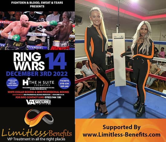 Win 2 free tickets to FightDen's Ring Wars 14 with Limitless Benefits Ring Girls Birmingham