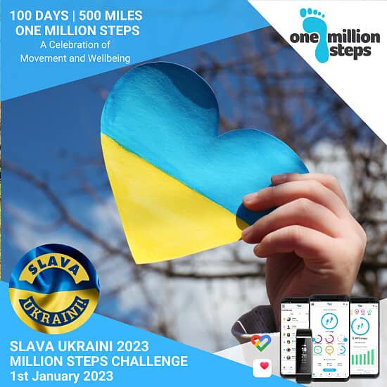 Slava Ukraini 2023 Million Steps Challenge just £5 Entry
