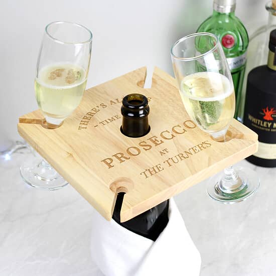 Prosecco Personalised Four Flute Holder & Bottle Butler - £17.99