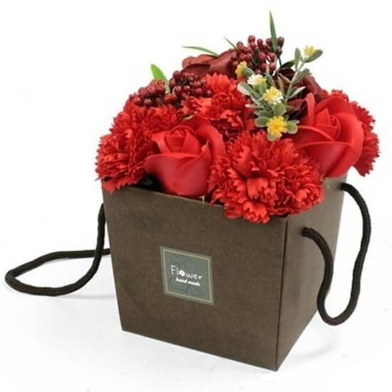 Red Rose & Carnation Soap Bouquet in Gift Bag  - £16.99