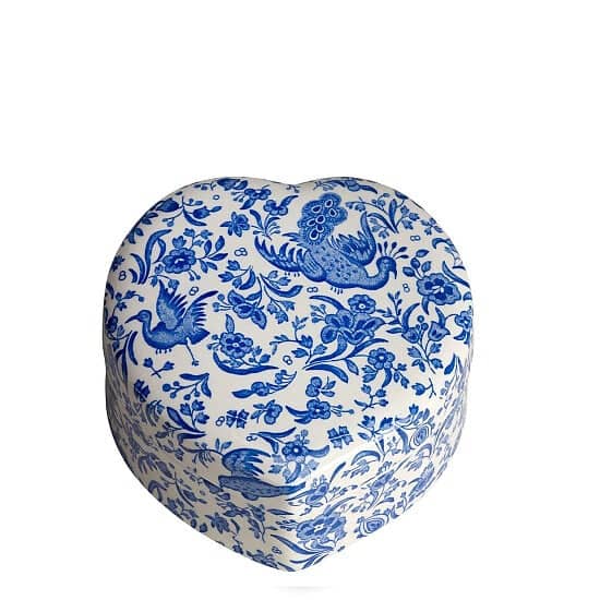 SAVE - Blue Regal Peacock Heart Trinket Box