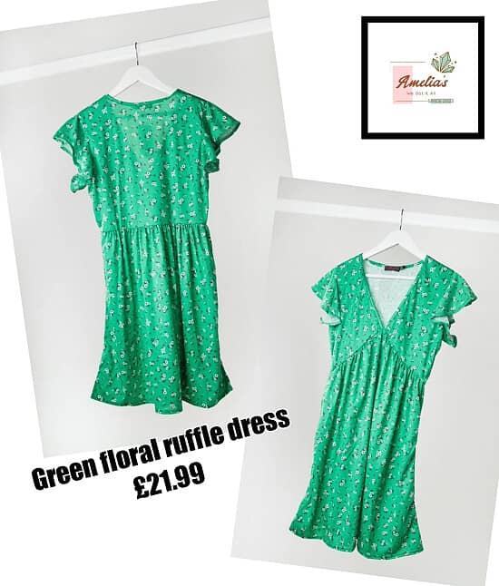 Green floral ruffle dress  💕💕 £21.99 💕💕