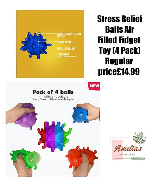 Stress Relief Balls Air Filled Fidget Toy (4 Pack) 💗💗£14.99 💗💗