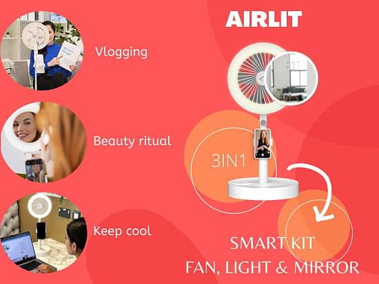 3in1 AirLit | Light, Fan & Mirror