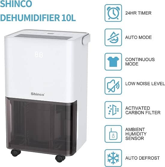 Enjoy 44% Off on the SHINCO 10L/Day Energy Efficient Electric Compressor Dehumidifier!