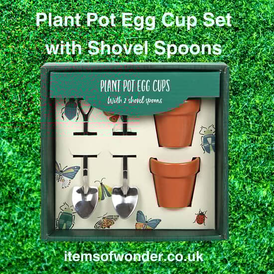 Plant Pot Egg Cup Set with Shovel Spoons