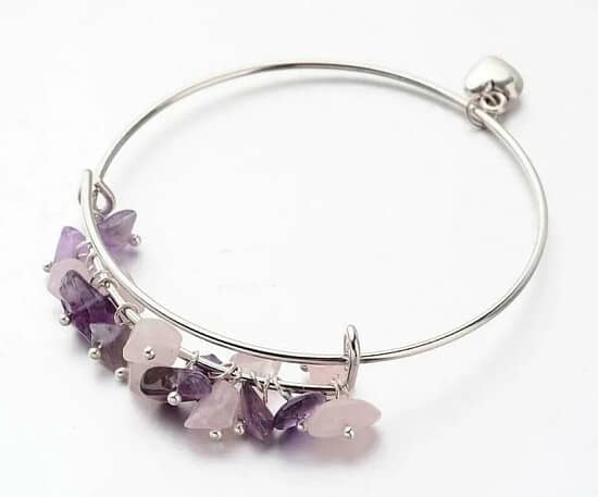 Rose Quartz & Amethyst Bangle