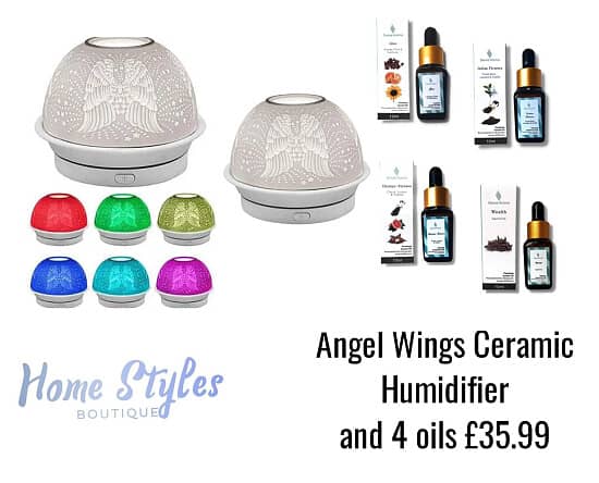 Angel Wings Ceramic Humidifier and 4 oils £35.99