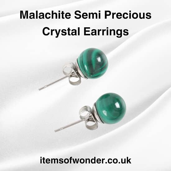 Malachite Semi Precious Crystal Earrings