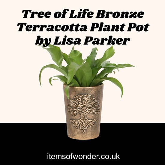 Tree of Life Bronze Terracotta Plant Pot by Lisa Parker.