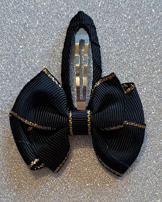 Black and Gold Mini Hairbow or Headband