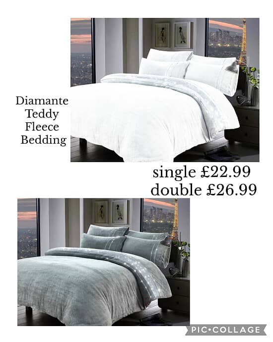 Diamante Teddy Fleece Bedding 🛌🏻 Sizes Single 22.99  Double 26.99
