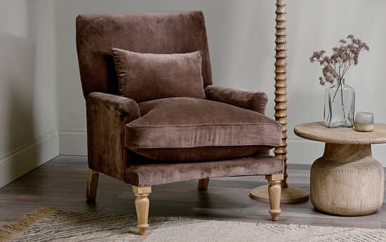 Indulge in luxurious comfort with the Nalla Velvet Armchair, now available at a 30% discount!