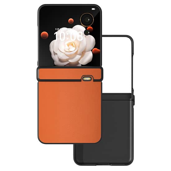 Three Parts PU Leather Black Frame Full Coverage Phone Case