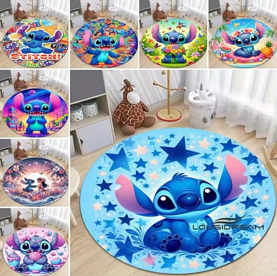 MINISO DISNEY Cartoon Lilo & Stitch Print Round Rug