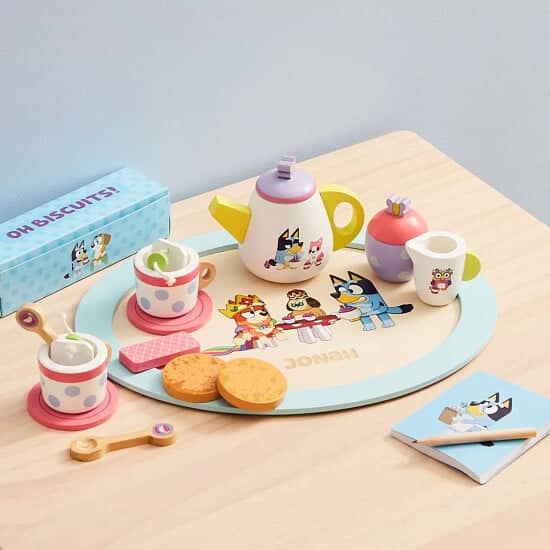 WIN this Personalised Bluey Wooden Tea Party Set