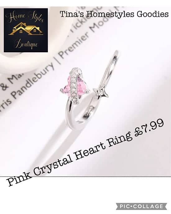 Pink Crystal Heart Ring £7.99