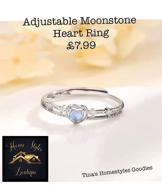 Adjustable Moonstone Heart Ring £7.99