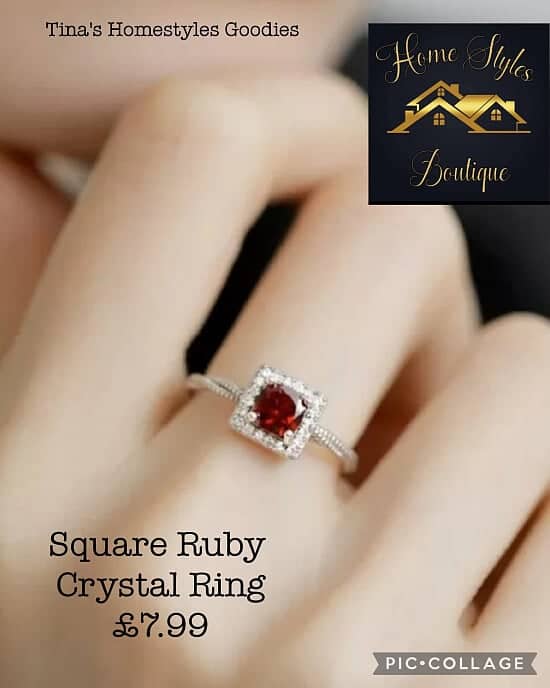 Square Ruby Crystal Ring £7.99
