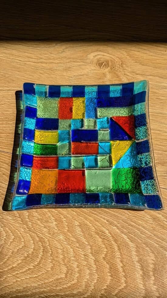 Vintage 70s Fused Glass Tray / Dish / Plate