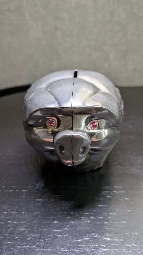 Vintage Heavy Pig Silver Piggy Bank Money Box