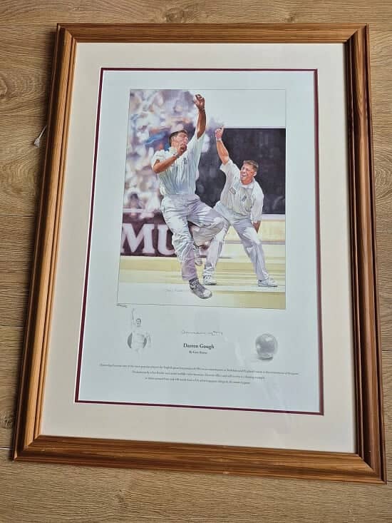 Darren Gough Signed Limited Edition England Cricket Framed Print 22" x 31"