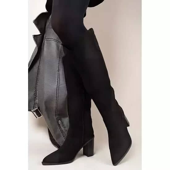 High Block Heel Boots with Side Zip Closure