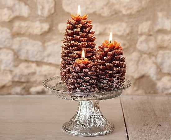 Set of 3 amazing Frosted Pine Cone Candles for £10