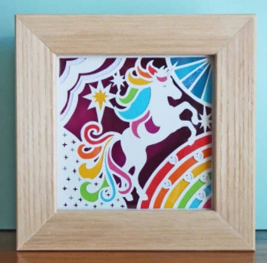 Original Framed Miniature Rainbow Unicorn