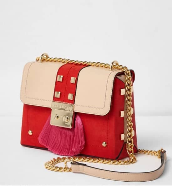 Red fringe lock small cross body chain bag - £35.00!