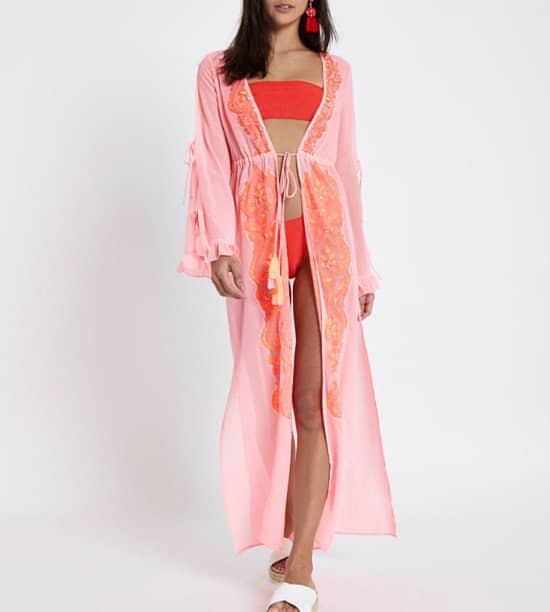 Start you summer shop - Bright pink embroidered maxi beach cover up £46.00!