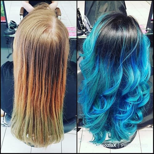 A brilliant blue mermaid transformation by our stylist Warren today