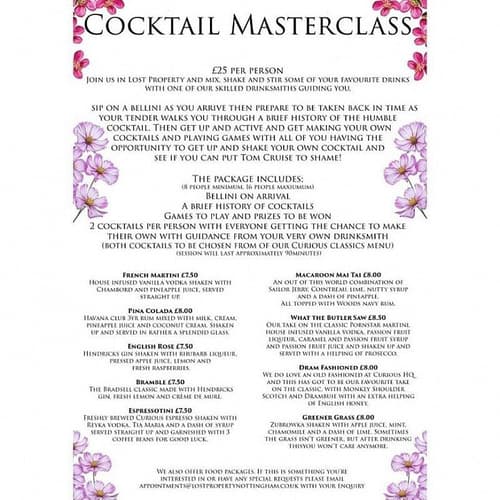 Get a group together and treat yourself to one of our cocktail masterclasses!