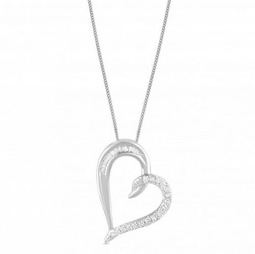 Special Price - 9ct White Gold 0.15ct Diamond Heart Pendant