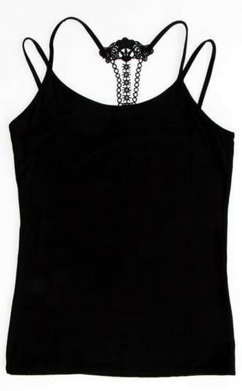 Black cami with lace back detail