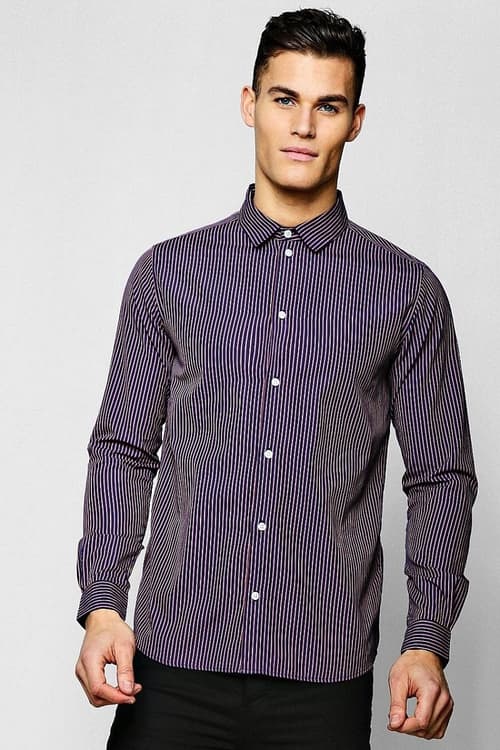 SALE - Jacquard Stripe Long Sleeve Smart Shirt!