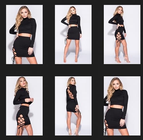 BLACK LACE UP DETAIL 2 PIECE
