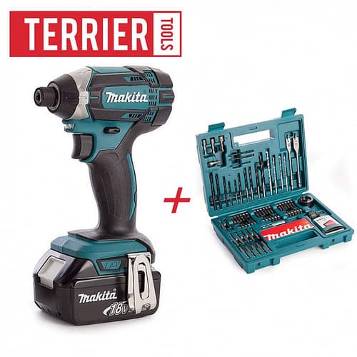 Makita DTD152Z Impact Driver with 1 x 5ah battery + 100 piece accessory kit