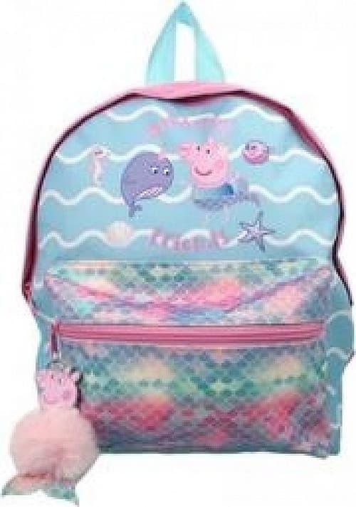 Official Peppa Pig Mermaid Character "Wonderful Friends" Junior School Backpack with Pom Pom