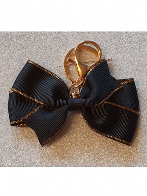 Ladies Girls Black and Gold Bagcharm Keyring